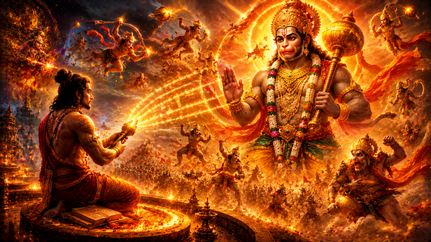 Lord Hanuman Seeks Blessings Before His Mission