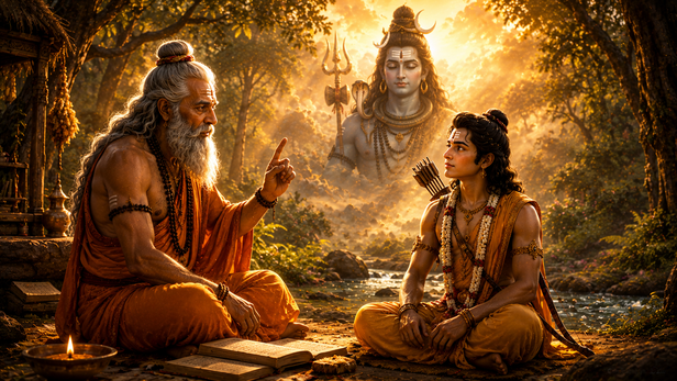 Sage Vishwamitra Teaching Lord Rama About Lord Shiva