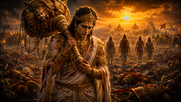 Yudhishthira Carrying the Burden of Victory
