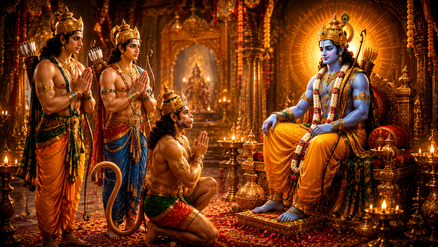 Lord Rama Giving His Ring to Hanuman