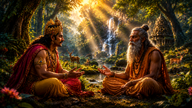Sage Medhas teaching King Suratha and Samadhi