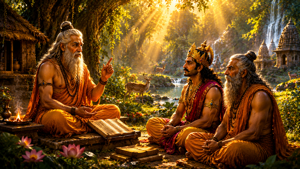 Sage Medhas teaching King Suratha and Samadhi