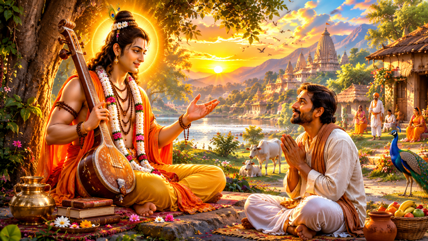 A humble man seeking guidance from Narada Muni