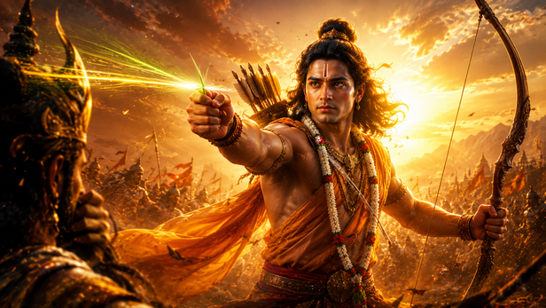 Lord Rama Using a Blade of Grass as a Weapon