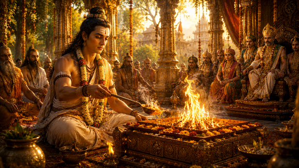 Sage Rishyasringa Performing Yajna