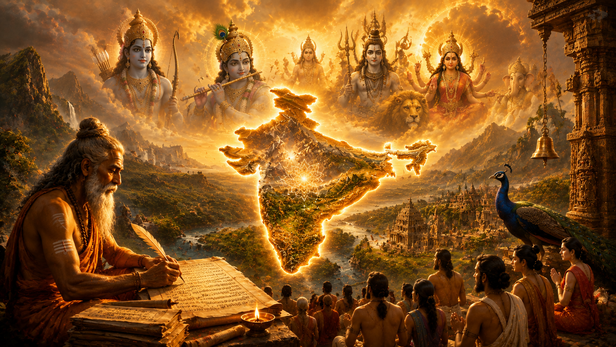 Ancient Sage Studying Hindu Scriptures
