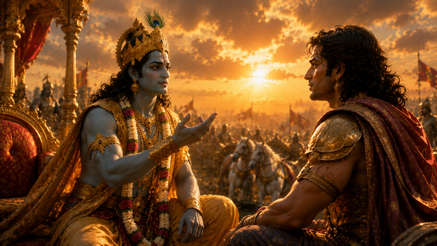 Krishna Explaining Dharma to Karna