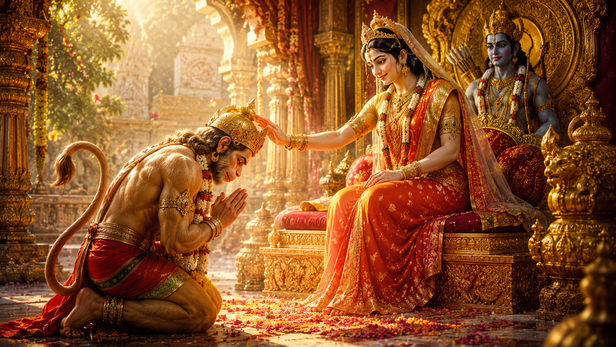 Hanuman Before Mata Sita