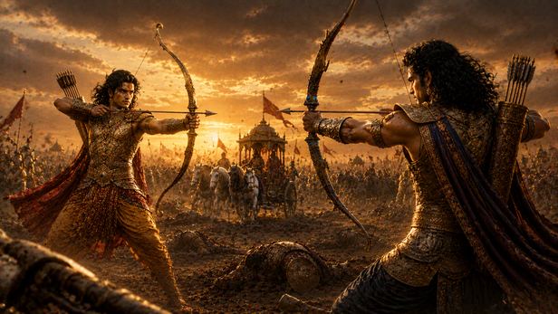 Vrishasena Facing Arjuna