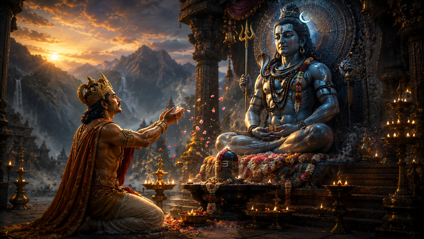 King Vrishadhwaja Worshipping Lord Shiva
