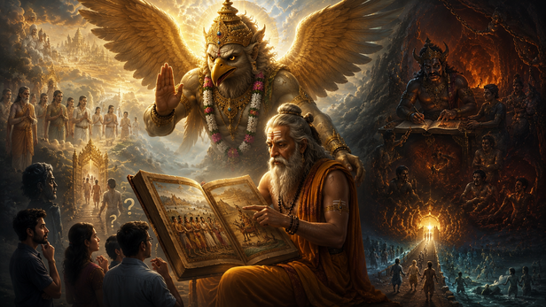 Sacred Garuda Purana with Lamp