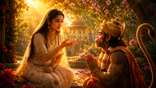 Ravana ordering Hanuman's tail to be set on fire