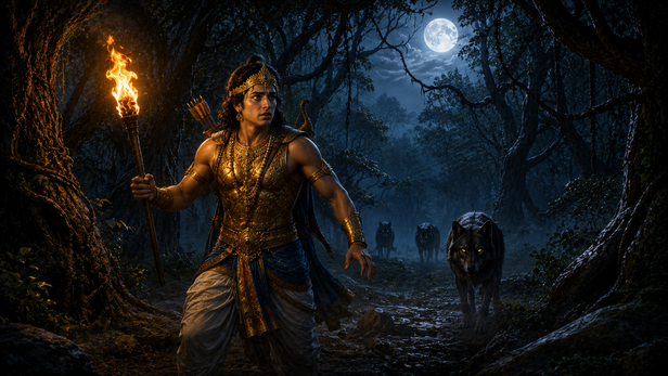 King Babruvahana Lost in the Dark Forest