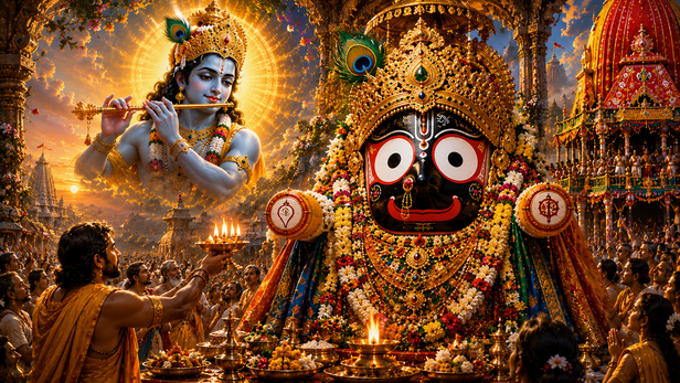 Artistic representation of Lord Krishna and Lord Jagannath