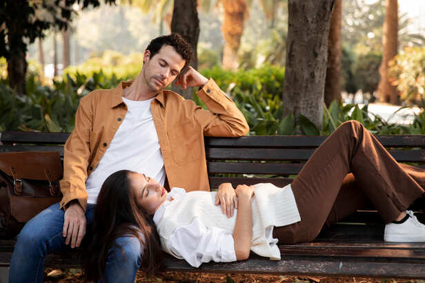 Couple sharing a quiet moment after a busy day