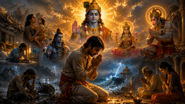 A devotee performing good deeds