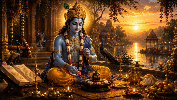 Lord Krishna Performing a Sacred Vrat