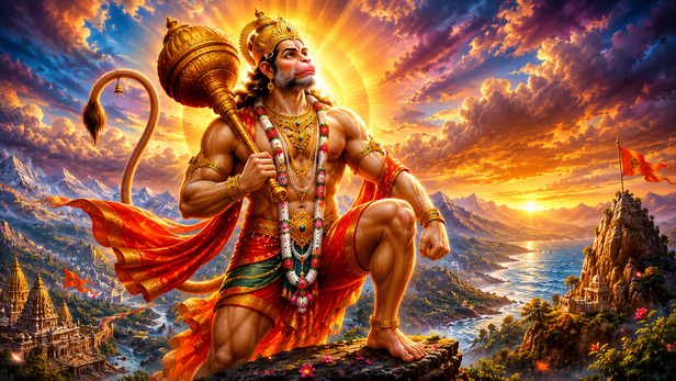 A Person Quietly Chanting Hanuman Chalisa with Focus