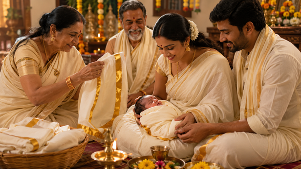 Newborn Wrapped in Traditional White Cloth