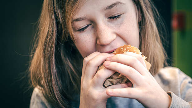 Eating burger