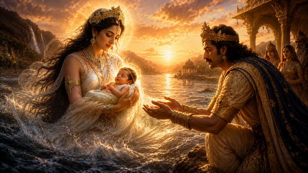 Goddess Ganga Holding Baby Devavrata