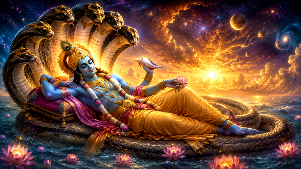 Lord Vishnu Resting on Sheshnag