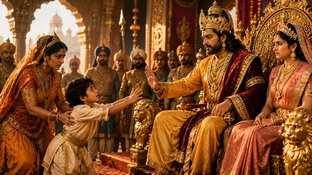 Young Dhruva Stopped from Sitting on the King's Lap