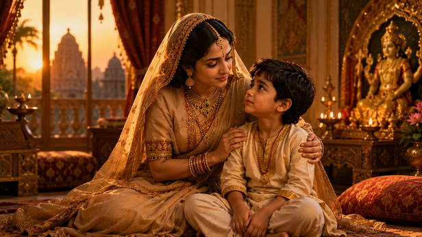 Queen Suniti Comforting Young Dhruva
