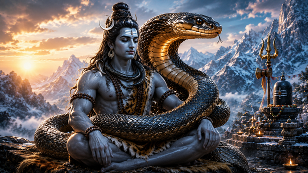 Lord Shiva With the Sacred Serpent Vasuki