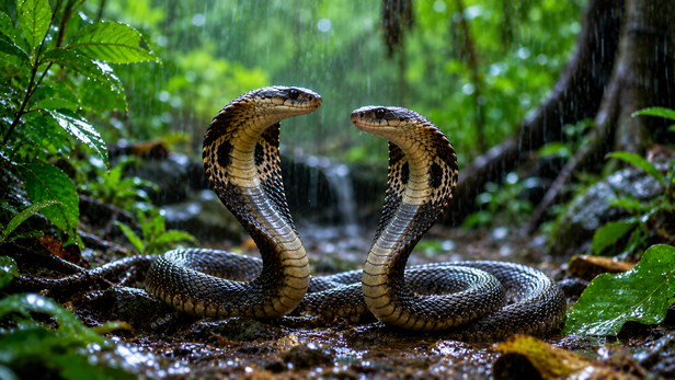 Pair of Snakes During the Monsoon Season