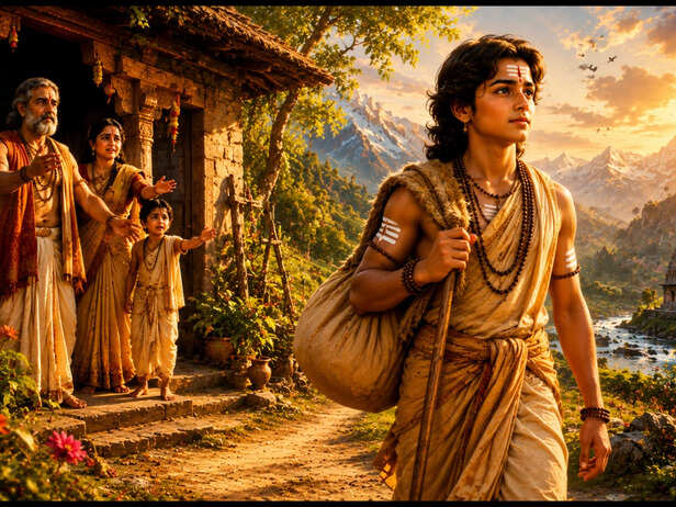 Young Upamanyu Leaving Home for Tapasya