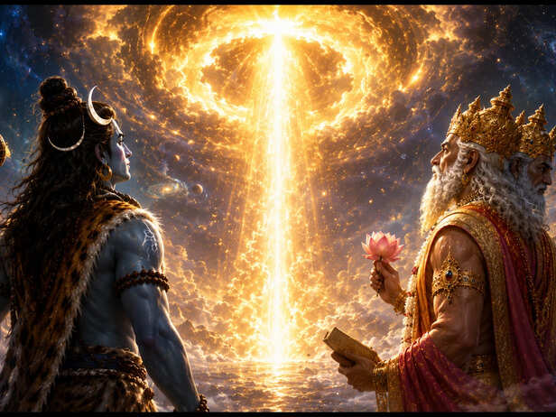 Shiva and Brahma Before the Infinite Light