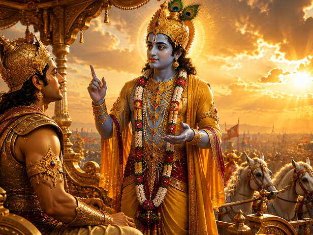 Arjuna Listening to Krishna