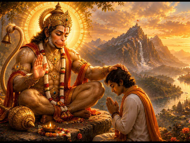 Devotee Offering Jaggery to Hanuman Ji