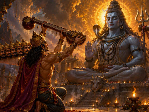 Ravanas Devotion Before Lord Shiva