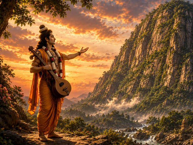 Narada Muni Standing Before Vindhya Mountain