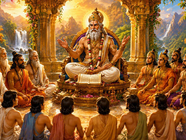 Prajapati Teaching the Three Groups