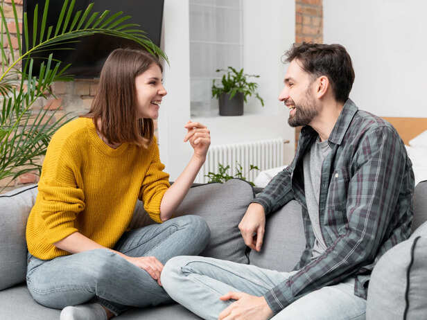 Couple laughing together
