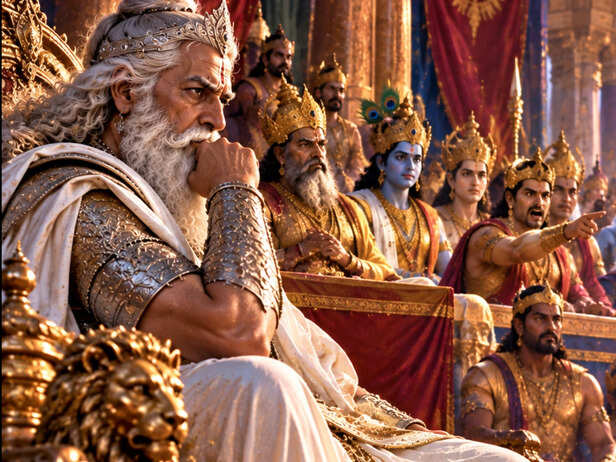 Bhishma Observing Karna in the Kuru Court
