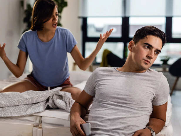 Couple avoiding