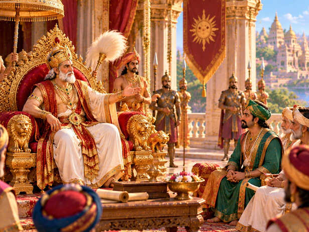 Sumantra advising King Dasharatha