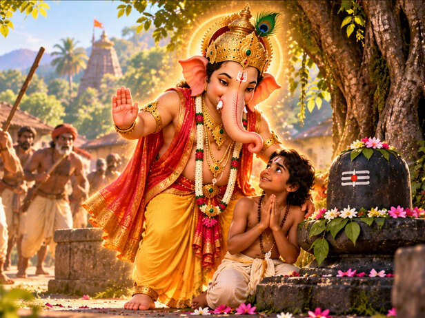 young boy saw Lord Ganesha in a simple stone