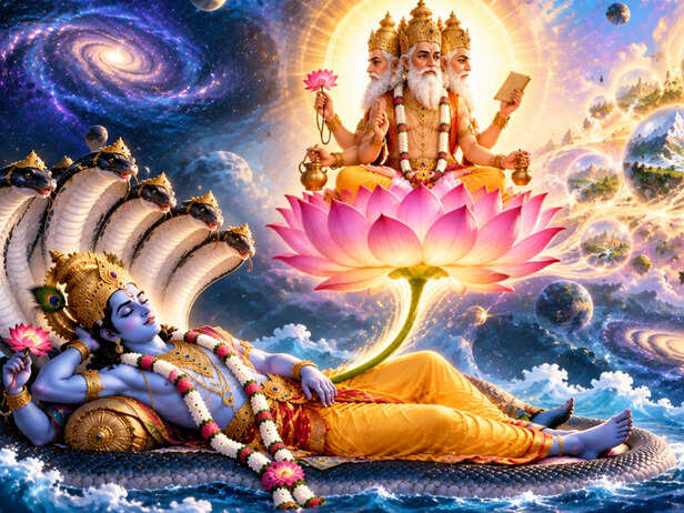 Brahma Emerges From Vishnu's Lotus