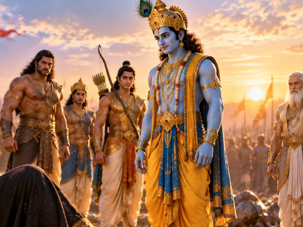 Duryodhana Raises Three Fingers Before Krishna