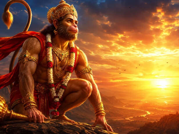 Hanuman carrying a sacred flag