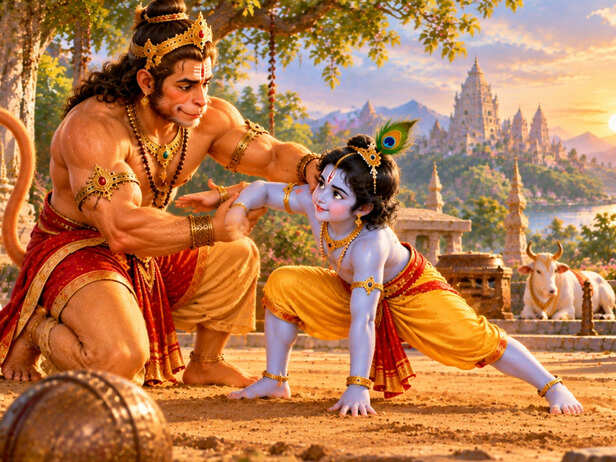 Hanuman Preparing Krishna’s Wrestling Ground