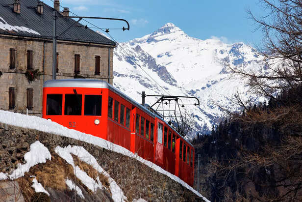 Train passing glacier
