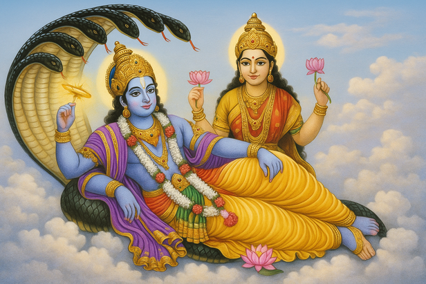 Vishnu and Lakshmi in Heavenly Serenity