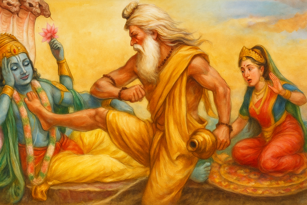 Bhrigu Rishi tested Lord Vishnu with an insult