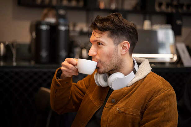 Sipping coffee